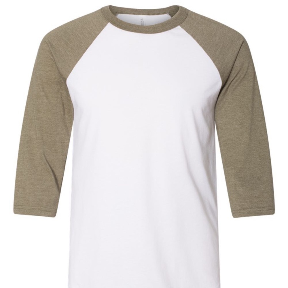 new • bella canvas unisex 3/4 sleeve baseball tee